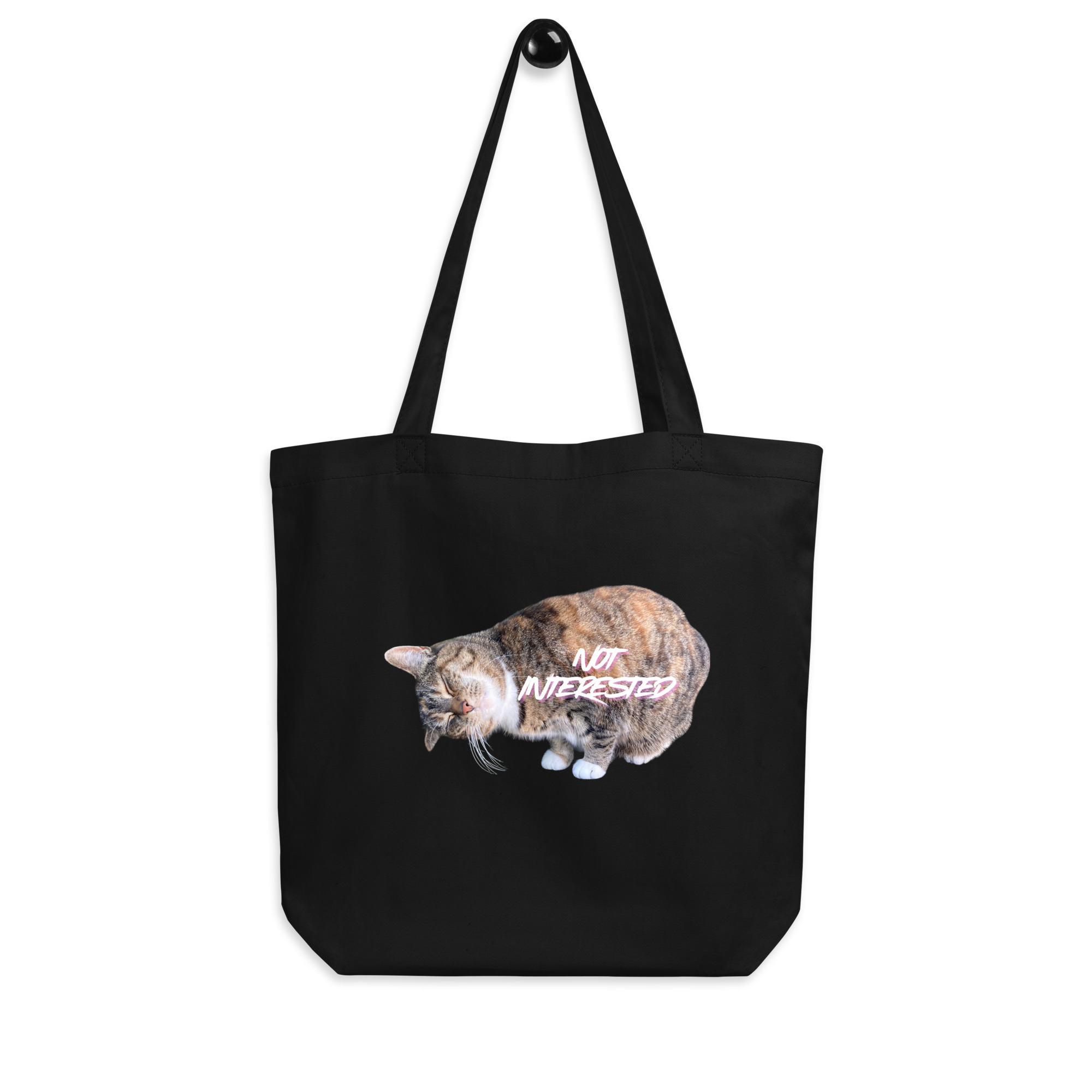 NOT INTERESTED Black Eco Tote Bag - Image 3