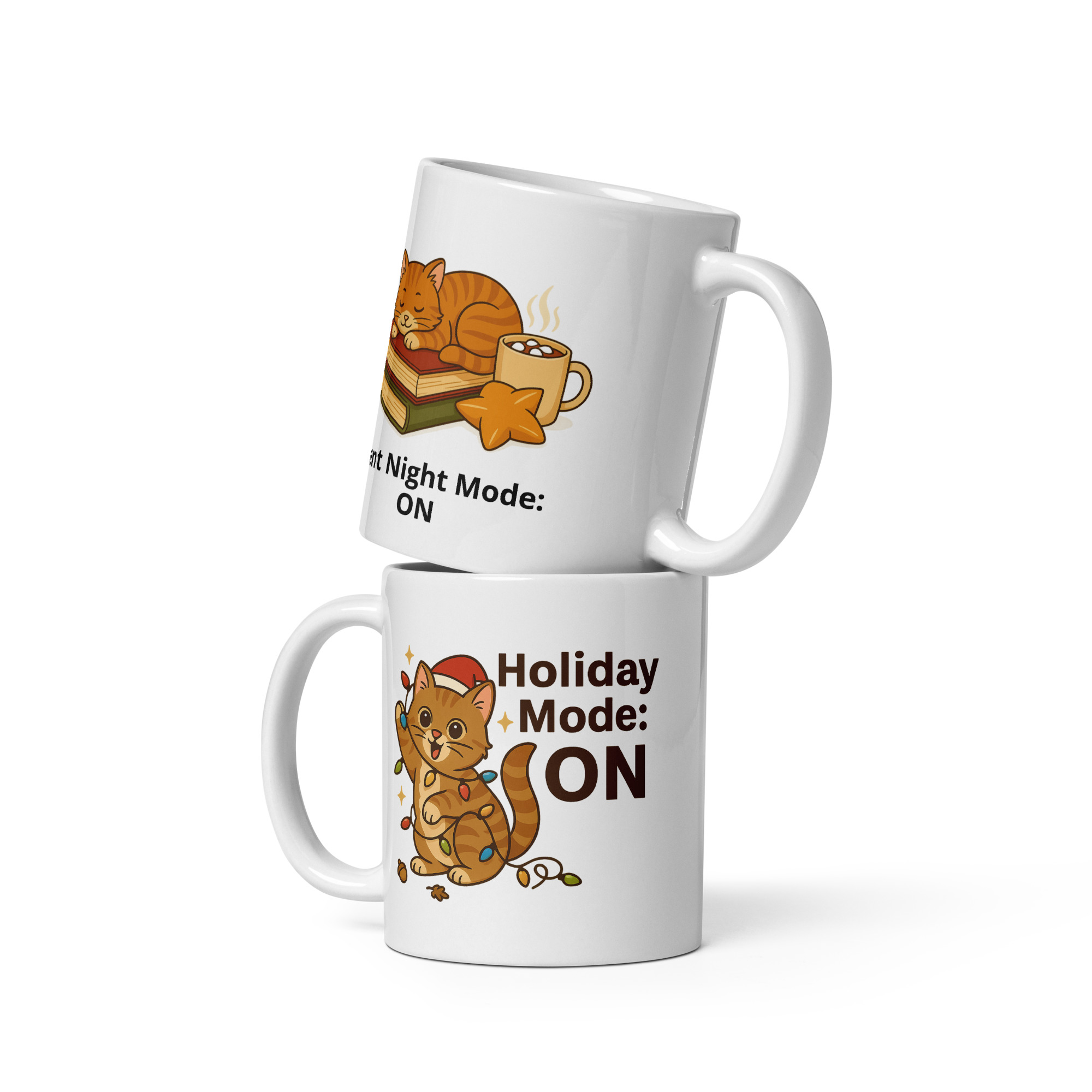 Holiday Mode: ON – Silent Night Mode: ON | Christmas Cat Mug