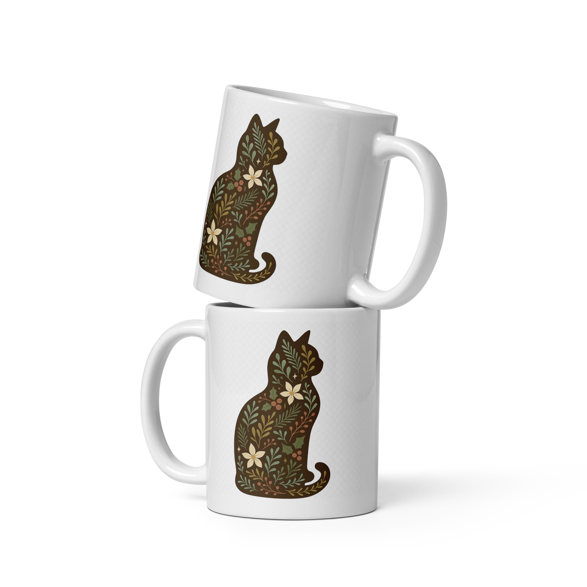 Botanical Whispers – Floral Cat Mug - Image 2