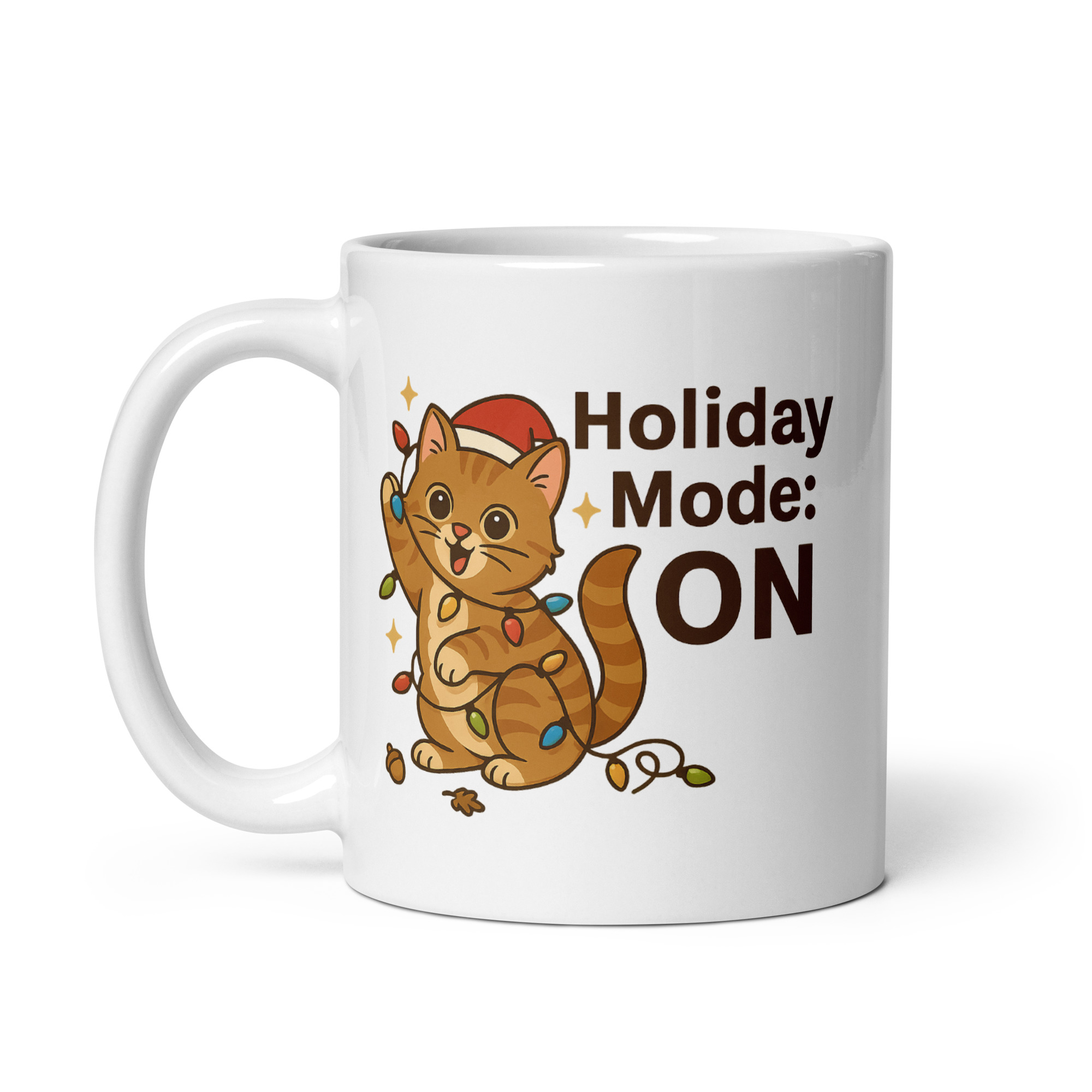 Holiday Mode: ON – Silent Night Mode: ON | Christmas Cat Mug - Image 3