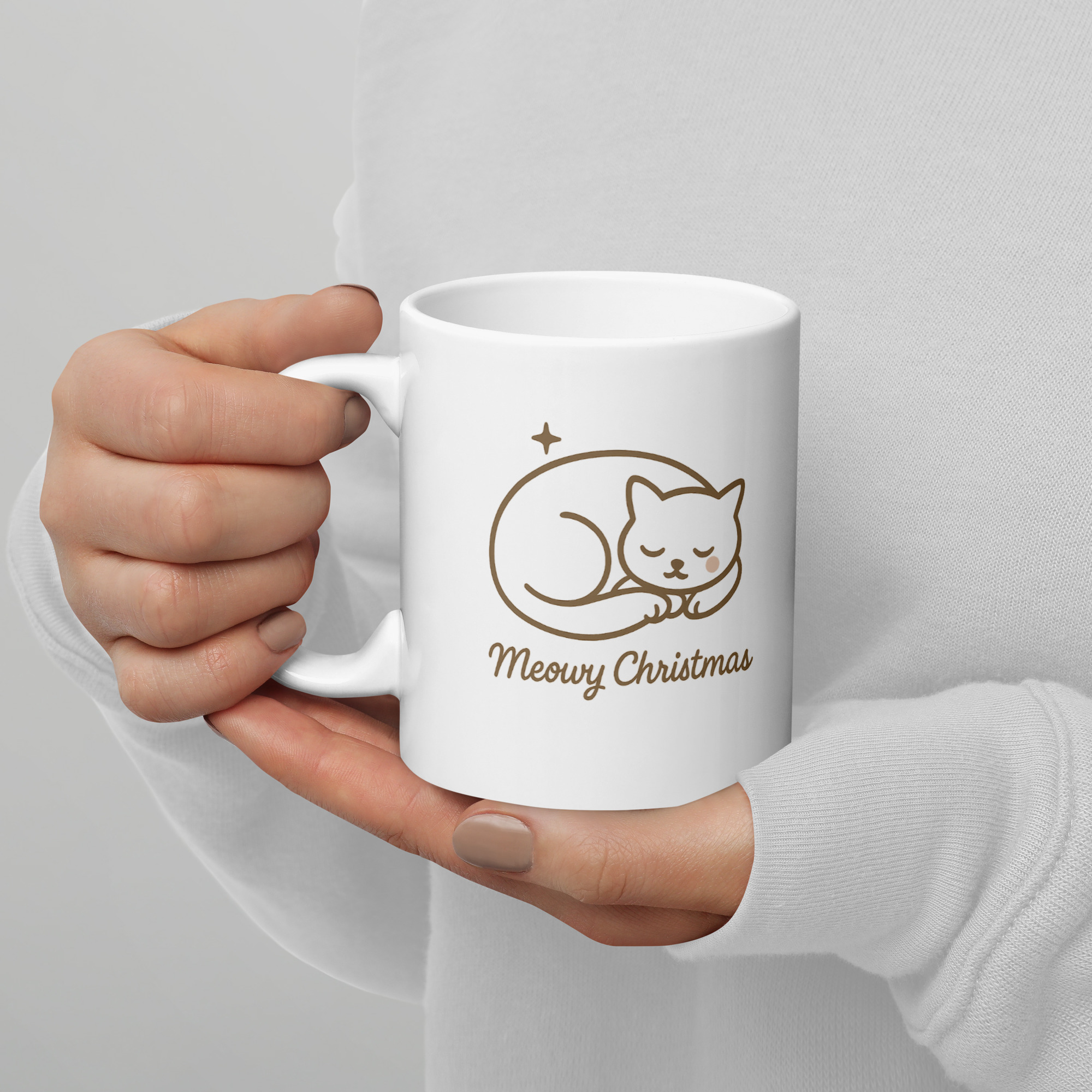 Meowy Christmas – Minimalist Cat Mug - Image 3