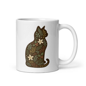 Botanical Whispers – Floral Cat Mug